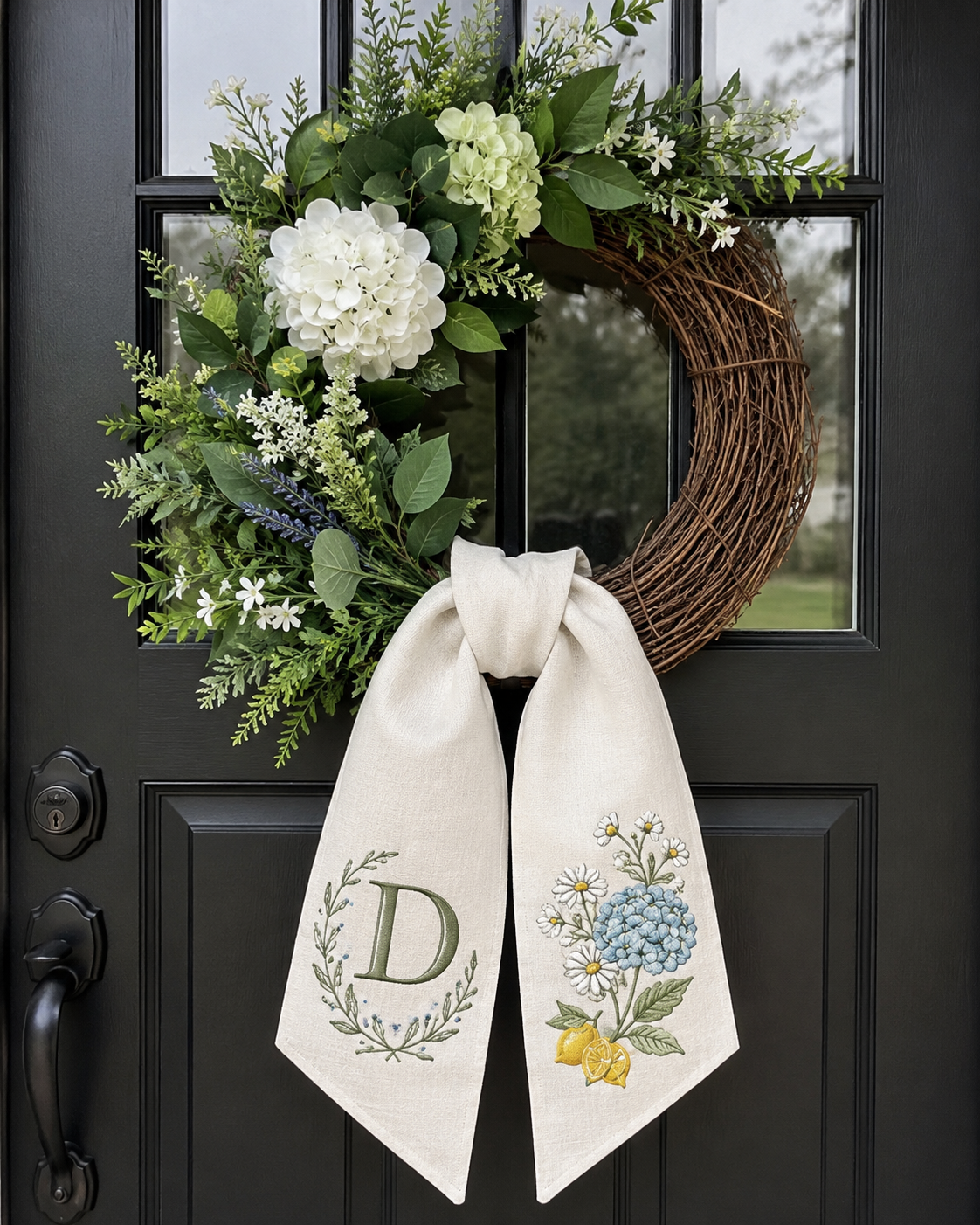Personalized Embroidered Wreath Sash
